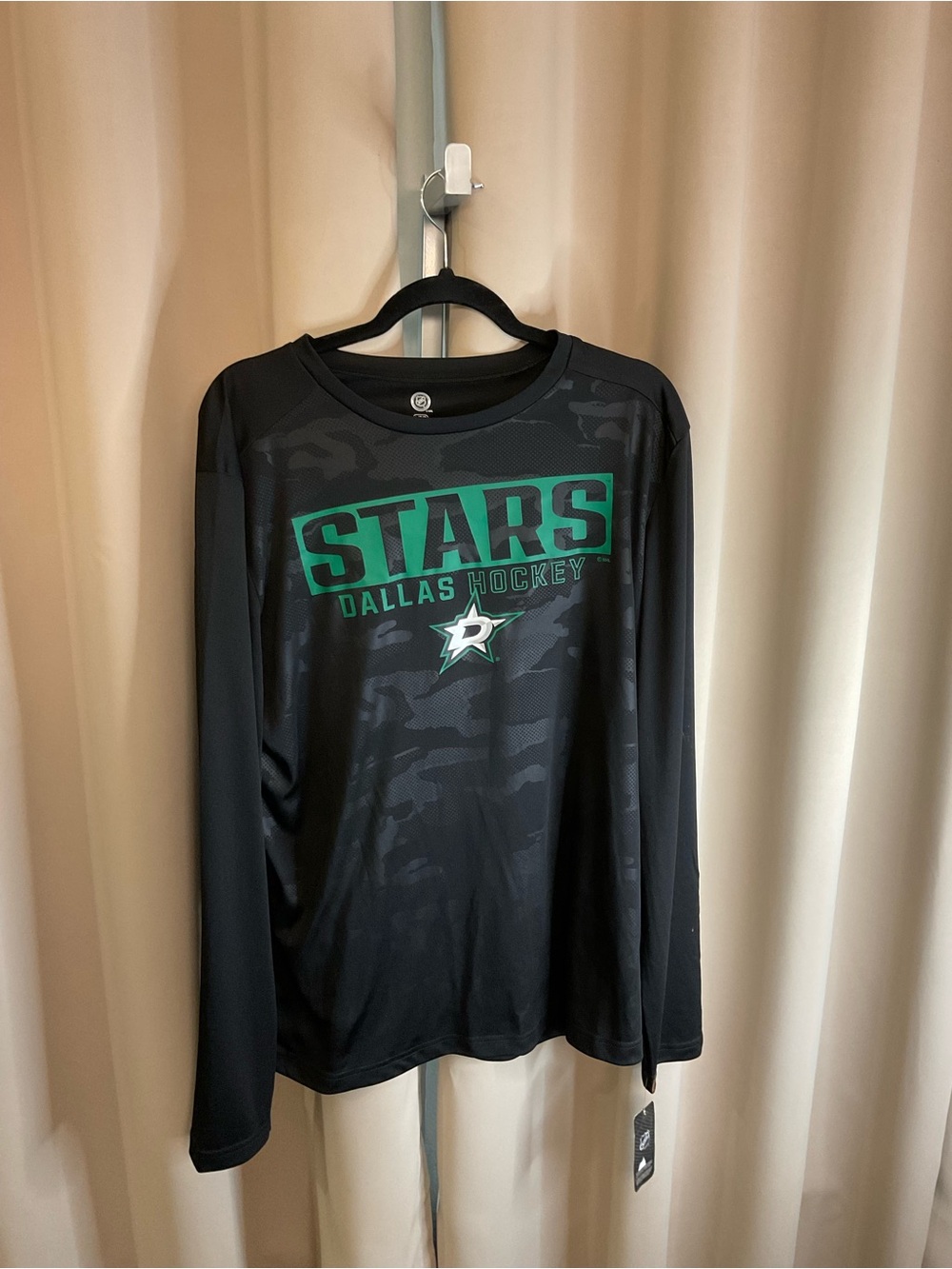 NHL Dallas Stars Black Long-Sleeve Team Tee with Green Logo